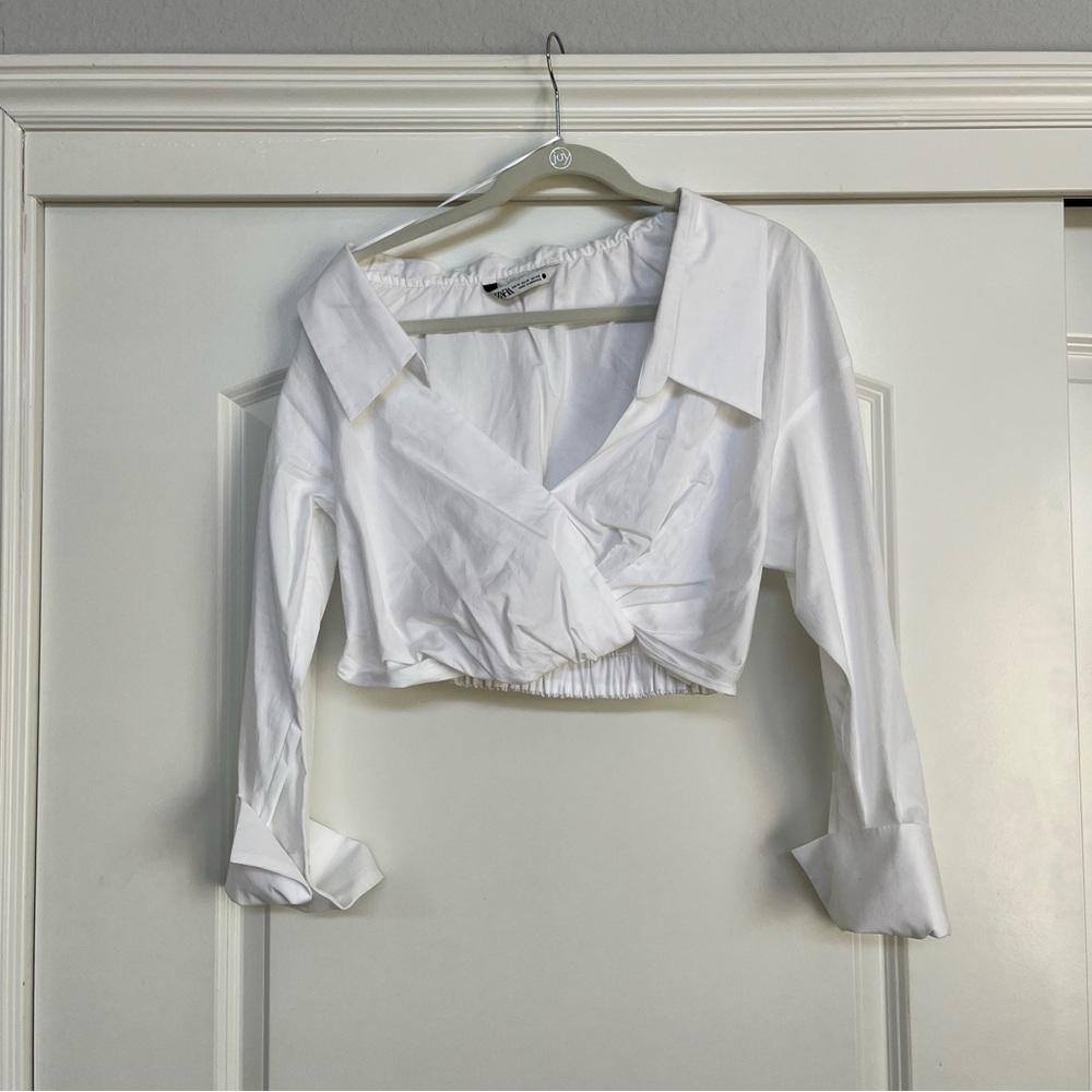 Zara Off the Shoulder White Linen shirt